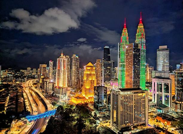 Kuala Lumpur skyline with Petronas Towers at night